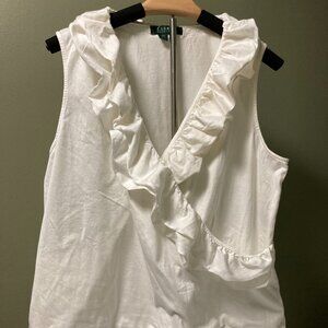 White Ruffled Blouse by Ralph Lauren